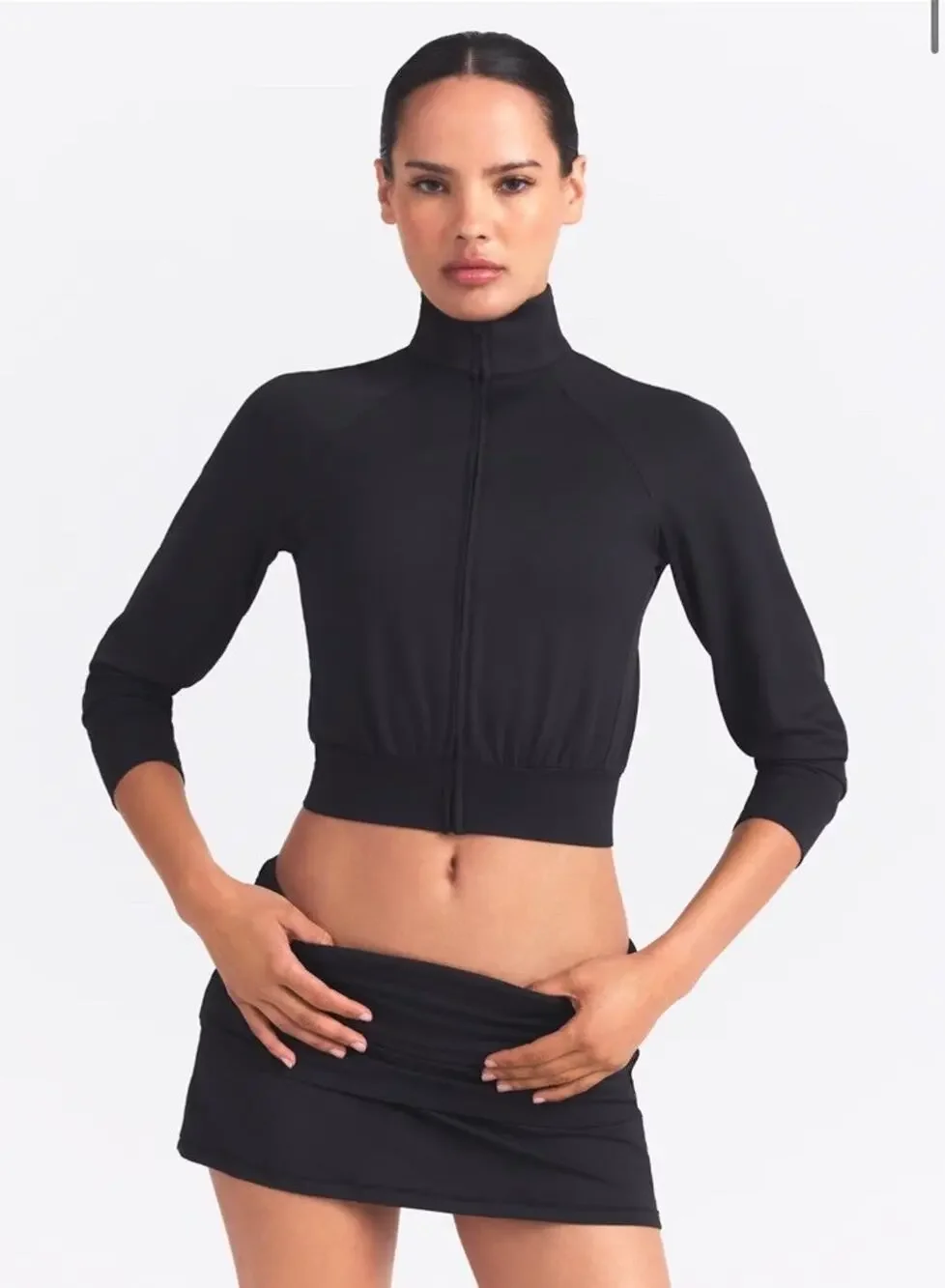 Nike Skims Airy Track Jacket Black XL Women’s Crop 3/4 Sleeve